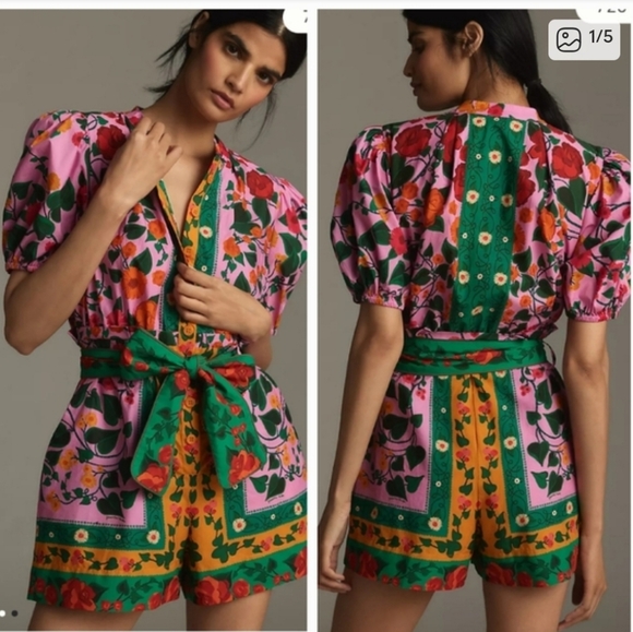 Free People Pants - Farm Rio Tropical Tie Romper